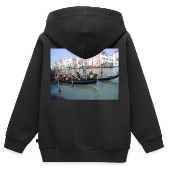 Venise - Sweat Premium à capuche zippé enfant bio - noir - Dos - AI Model Kid Male (0cm)