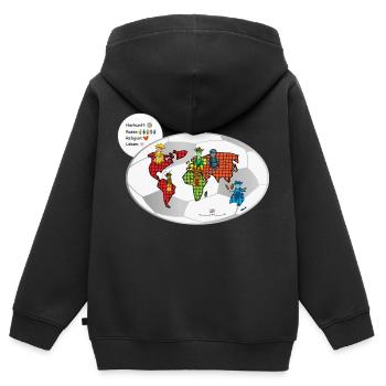 Fußball verbindet Welten- Die Hüter von Orbis - Kinder Premium Organic Zip Hoodie - Schwarz - Hinten - AI Model Kid Male (0cm)