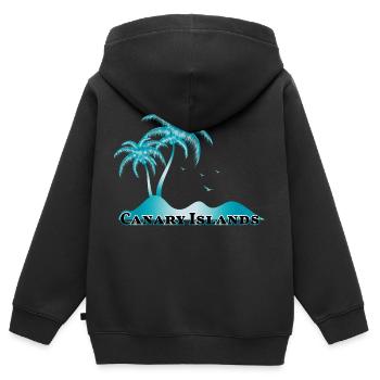 Canary Islands with palm - Kinder Premium Organic Zip Hoodie - Schwarz - Hinten - AI Model Kid Male (0cm)