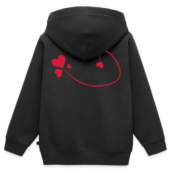 rote Herzen - Kinder Premium Organic Zip Hoodie - Schwarz - Hinten - AI Model Kid Male (0cm)