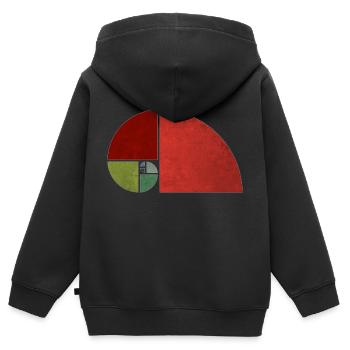 Fibonacci Kurve goldener Schnitt Retro used optik - Kinder Premium Organic Zip Hoodie - Schwarz - Hinten - AI Model Kid Male (0cm)