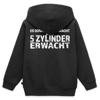 5 CYLINDER POWER - Kids Premium Organic Zip-up Hoodie - black - Back - AI Model Kid Male (0cm)