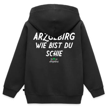 Arzgebirg wie bist du schie - Kinder Premium Organic Zip Hoodie - Schwarz - Hinten - AI Model Kid Male (0cm)