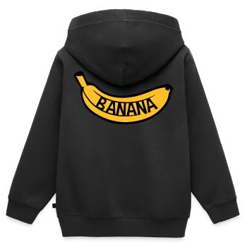 banana text logo obst banane lecker gesund essen b - Kinder Premium Organic Zip Hoodie - Schwarz - Hinten - AI Model Kid Male (0cm)