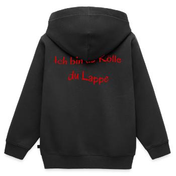 Kölscher Spruch, Ich bin us Kölle du Lappe - Kinder Premium Organic Zip Hoodie - Schwarz - Hinten - AI Model Kid Male (0cm)