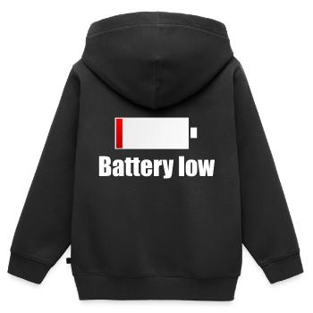 Battery Low - Akku laden - Kinder Premium Organic Zip Hoodie - Schwarz - Hinten - AI Model Kid Male (0cm)