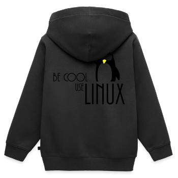être cool utilisation linux - Sweat Premium à capuche zippé enfant bio - noir - Dos - AI Model Kid Male (0cm)