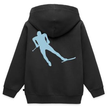 ski combine nordique fond silhouette - Sweat Premium à capuche zippé enfant bio - noir - Dos - AI Model Kid Male (0cm)