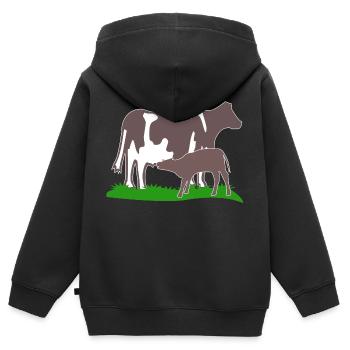 kuh und kalb braun - Kinder Premium Organic Zip Hoodie - Schwarz - Hinten - AI Model Kid Male (0cm)