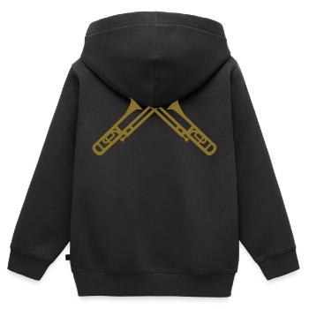 Posaune - Kinder Premium Organic Zip Hoodie - Schwarz - Hinten - AI Model Kid Male (0cm)