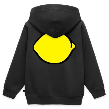 Zitrone - Kinder Premium Organic Zip Hoodie - Schwarz - Hinten - AI Model Kid Male (0cm)