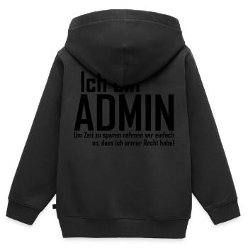 admin - Kinder Premium Organic Zip Hoodie - Schwarz - Hinten - AI Model Kid Male (0cm)