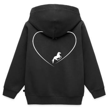 Ich liebe Pferde Herzschlag Herz Geschenk - Kinder Premium Organic Zip Hoodie - Schwarz - Hinten - AI Model Kid Male (0cm)