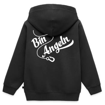 Angeln - Kinder Premium Organic Zip Hoodie - Schwarz - Hinten - AI Model Kid Male (0cm)