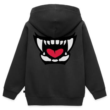 gueule feroce langue ouverte dent 902 - Sweat Premium à capuche zippé enfant bio - noir - Dos - AI Model Kid Male (0cm)