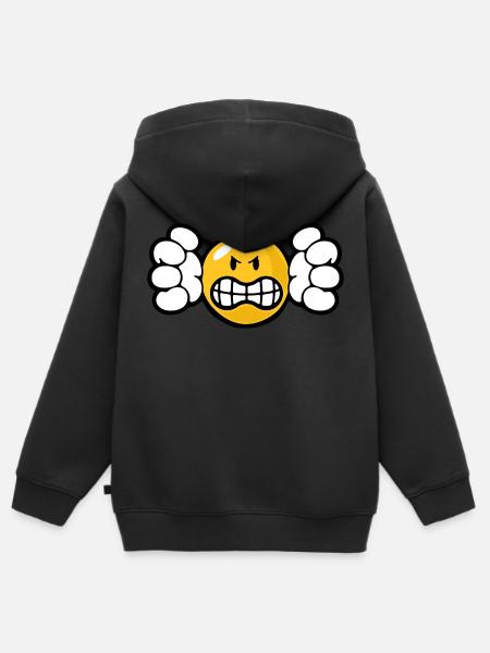 Smiley Anger Unforgiving - Kinder Premium Organic Zip Hoodie - Schwarz