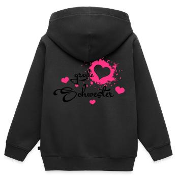Große Schwester - Bestes Geburtstagsgeschenk - Kinder Premium Organic Zip Hoodie - Schwarz - Hinten - AI Model Kid Male (0cm)