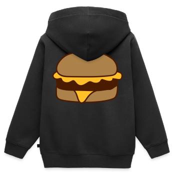 cheeseburger hamburger délicieux fast food nourriture suspendu - Sweat Premium à capuche zippé enfant bio - noir - Dos - AI Model Kid Male (0cm)