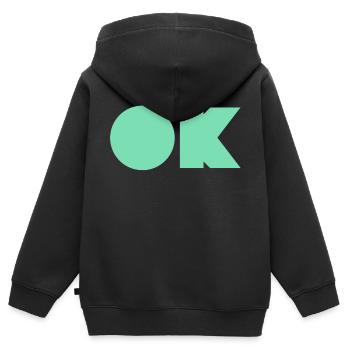 OK KPOP - Kids Premium Organic Zip-up Hoodie - black - Back - AI Model Kid Male (0cm)