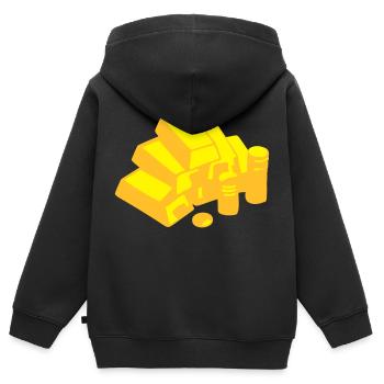 Gold, Geld - Kinder Premium Organic Zip Hoodie - Schwarz - Hinten - AI Model Kid Male (0cm)