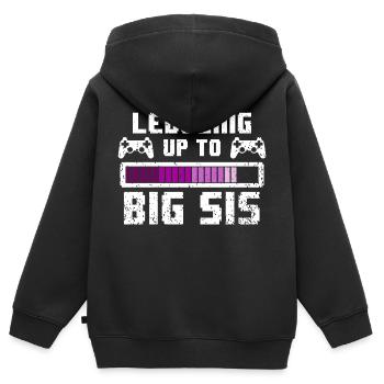 Nivellement par le haut la grande soeur - soeur de - Sweat Premium à capuche zippé enfant bio - noir - Dos - AI Model Kid Male (0cm)