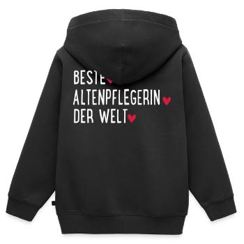 Beste Altenpflegerin der Welt - Kinder Premium Organic Zip Hoodie - Schwarz - Hinten - AI Model Kid Male (0cm)
