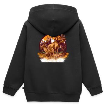 hunting - Kinder Premium Organic Zip Hoodie - Schwarz - Hinten - AI Model Kid Male (0cm)