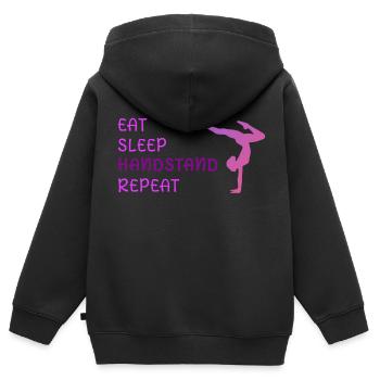Eat Sleep Handstand Repeat - Kinder Premium Organic Zip Hoodie - Schwarz - Hinten - AI Model Kid Male (0cm)