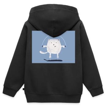 cat jumping rope - Kinder Premium Organic Zip Hoodie - Schwarz - Hinten - AI Model Kid Male (0cm)