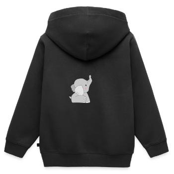 Eddi Elefant - présent - idée présente - Sweat Premium à capuche zippé enfant bio - noir - Dos - AI Model Kid Male (0cm)