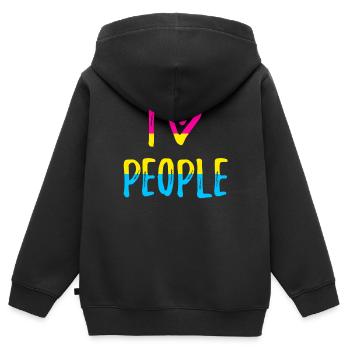 J'adore les gens qui disent Pansexual Pride CSD - Sweat Premium à capuche zippé enfant bio - noir - Dos - AI Model Kid Male (0cm)