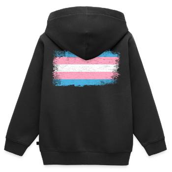Transgender Flagge - Kinder Premium Organic Zip Hoodie - Schwarz - Hinten - AI Model Kid Male (0cm)
