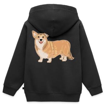 Stehender Corgi - Kinder Premium Organic Zip Hoodie - Schwarz - Hinten - AI Model Kid Male (0cm)