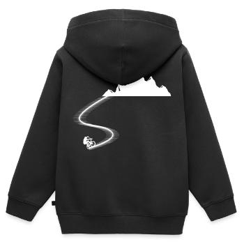 mountain bike cycling cyclist retro funny - Kinder Premium Organic Zip Hoodie - Schwarz - Hinten - AI Model Kid Male (0cm)