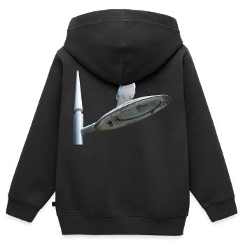 Mouette sur un poteau de lampe - Sweat Premium à capuche zippé enfant bio - noir - Dos - AI Model Kid Male (0cm)