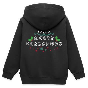 Christmas - Kinder Premium Organic Zip Hoodie - Schwarz - Hinten - AI Model Kid Male (0cm)