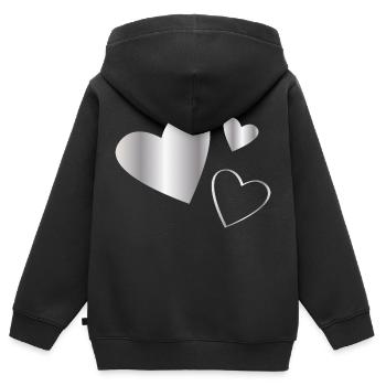 Hearts silver - Kids Premium Organic Zip-up Hoodie - black - Back - AI Model Kid Male (0cm)