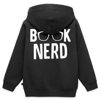Livre Nerd - Sweat Premium à capuche zippé enfant bio - noir - Dos - AI Model Kid Male (0cm)