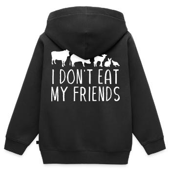 Je ne suis pas mon ami - Sweat Premium à capuche zippé enfant bio - noir - Dos - AI Model Kid Male (0cm)