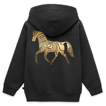 Cheval - Sweat Premium à capuche zippé enfant bio - noir - Dos - AI Model Kid Male (0cm)