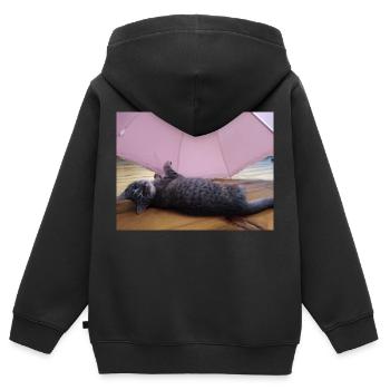 cat, kitten, kitty - Kids Premium Organic Zip-up Hoodie - black - Back - AI Model Kid Male (0cm)