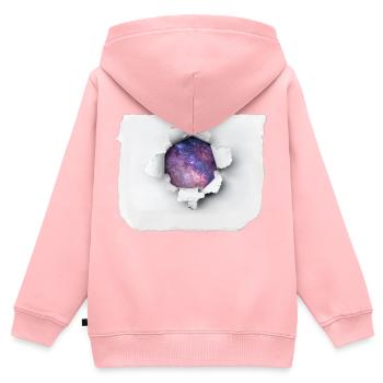 Zerrissenes Papier - Universum - Kinder Premium Organic Zip Hoodie - Rosa - Hinten - AI Model Kid Female (0cm)