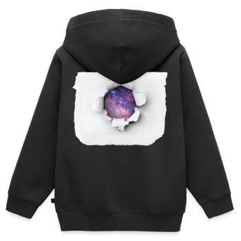 Zerrissenes Papier - Universum - Kinder Premium Organic Zip Hoodie - Schwarz - Hinten - AI Model Kid Male (0cm)