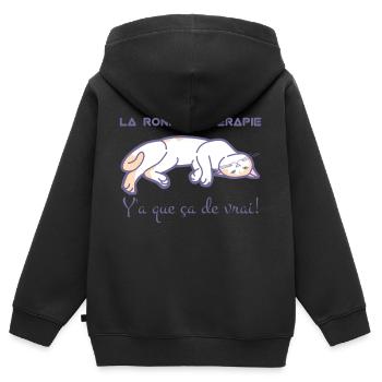 La ronron thérapie, c'est top - Sweat Premium à capuche zippé enfant bio - noir - Dos - AI Model Kid Male (0cm)
