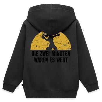 HANDBALL HANDBALLER ZWEI MINUTEN FOUL - Kinder Premium Organic Zip Hoodie - Schwarz - Hinten - AI Model Kid Male (0cm)