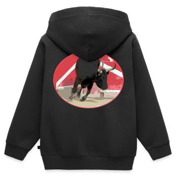 Stier von Camargue ovale - Kinder Premium Organic Zip Hoodie - Schwarz - Hinten - AI Model Kid Male (0cm)
