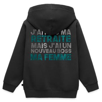 j'ai pris ma retraite - Sweat Premium à capuche zippé enfant bio - noir - Dos - AI Model Kid Male (0cm)