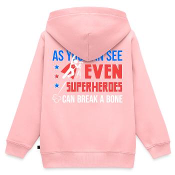 Superheld Krücken Beinbruch Fuß Gebrochen Geschenk - Kinder Premium Organic Zip Hoodie - Rosa - Hinten - AI Model Kid Female (0cm)