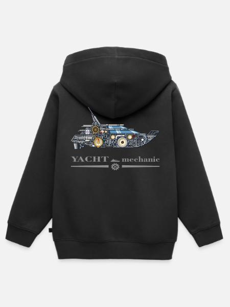 Mecánico del volante del barco del yate - Sudadera Premium con capucha y cremallera infantil orgánica - negro