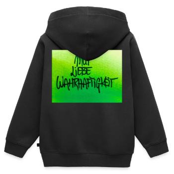 MUT, LIEBE, WAHRHEIT - Kinder Premium Organic Zip Hoodie - Schwarz - Hinten - AI Model Kid Male (0cm)